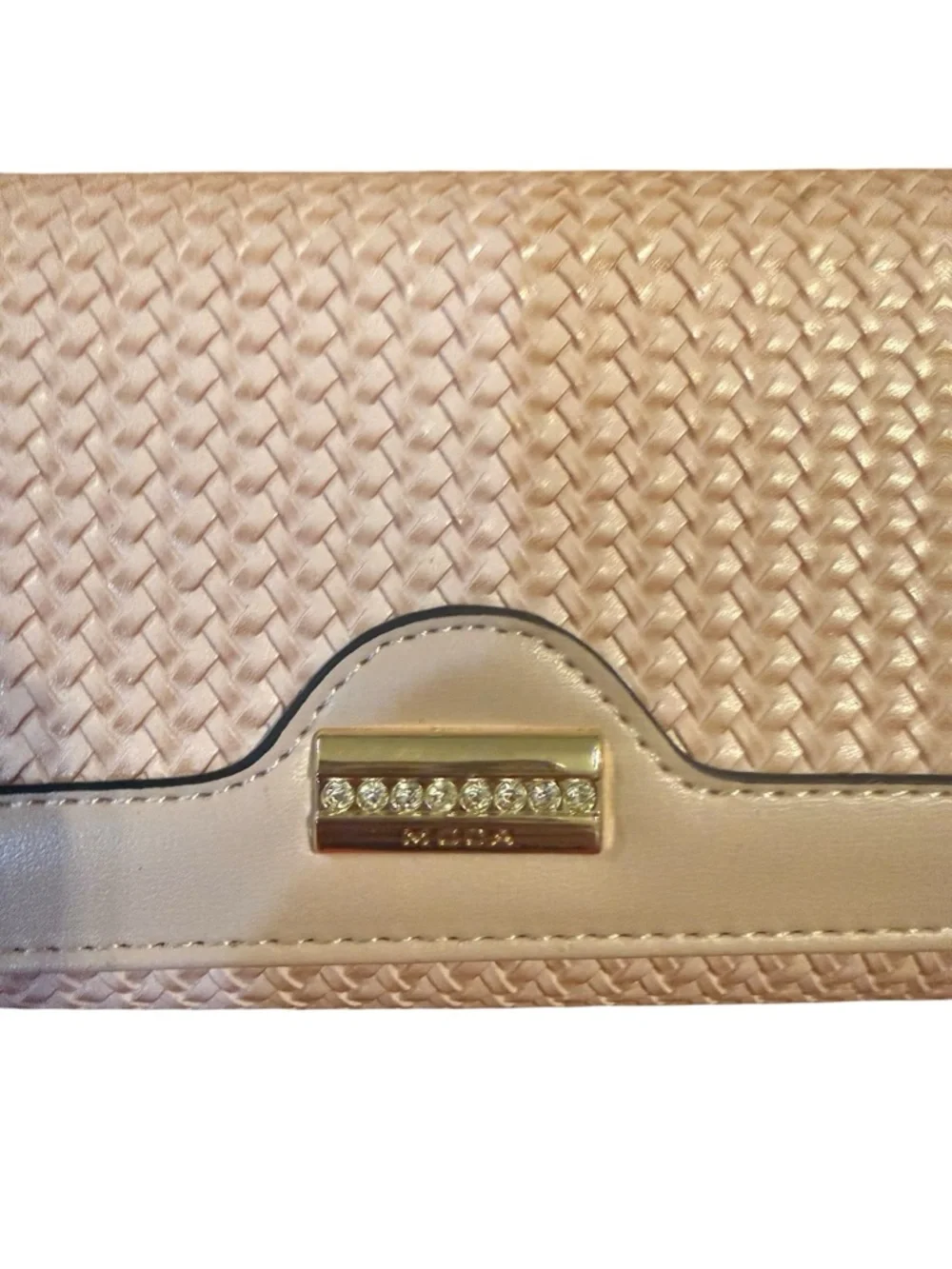 MODA Women’s Woven Leather Clutch Wallet - Light Pink